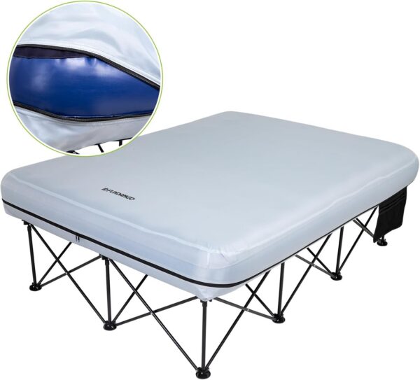 f015ce9c79a2d7c8 FUNDANGO Campingbett Luftmatratze 2 Personen mit Gestell, Camping luftbett mit pumpe Beistelltisch,Aufblasbare Matratze mit Tragetasche, Gästebett für Reisen Angeln Camping Indoor
