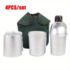 f02035f425c7cd1e 4pcs/set,Military Cookware Set Aluminum Alloy Canteen Multi-Functional Water Bottle with Grab Handled Cup Green Canvas