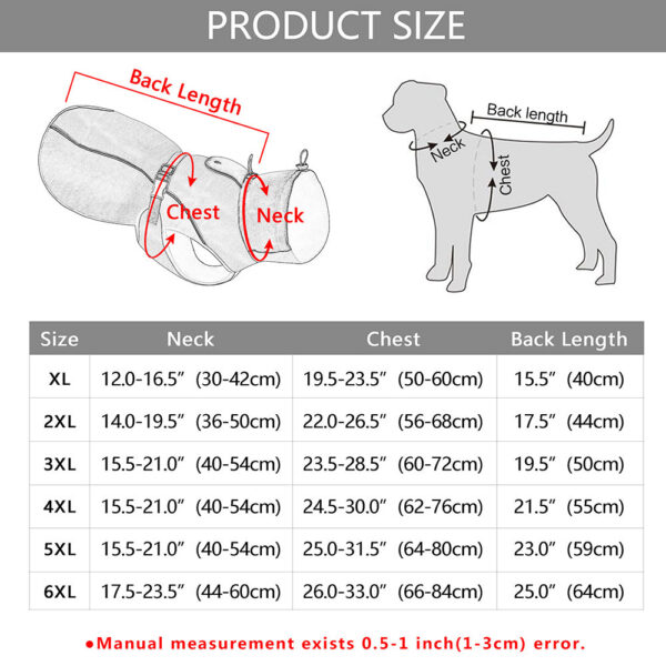 f02467279da61440 Waterproof Big Clothes Warm Dog Coat Jacket Reflective Raincoat Clothing For Medium Large Dogs French Bulldog XL-6XL