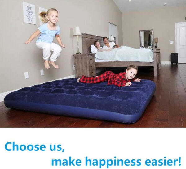 f027c2eff35bdee6 Queen Camping Air Mattress Inflatable Air Bed with Flocked Top
