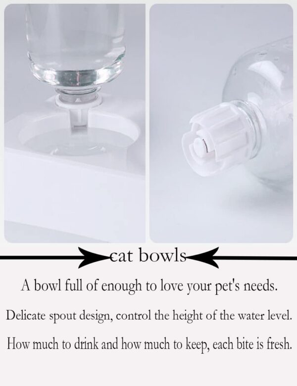 Marchul 3 in 1 Cat Bowl, Cat Food and Water Bowl Set, 10°Tilted Cat Food Bowl, Raised Cat Bowl with Automatic Water Dispenser Bottle, Detachable Wet and Dry Cat Dishs for Cat and Puppy