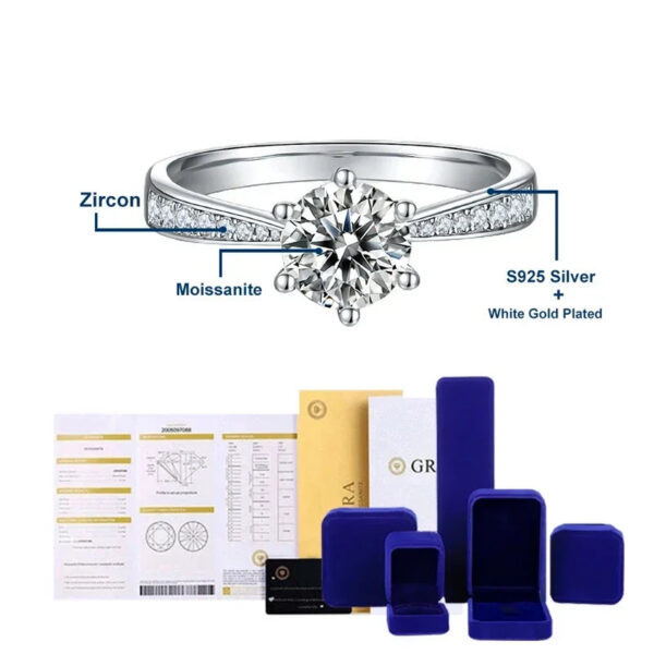 f0782220e20da9b8 NeeTim Real 3 Carat Moissanite Wedding Ring for Women Sterling Sier Round Brilliant Lab Diamond Engagement Rings Gift