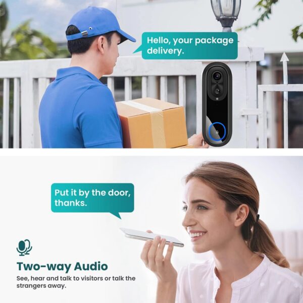 f0af225db6718d17 5G 2.4G WiFi Video Doorbell 1080P Wireless Bell Tuya APP Smart Intercom Camera IP65 Waterproof Ring Bell with 7000mAh Battery