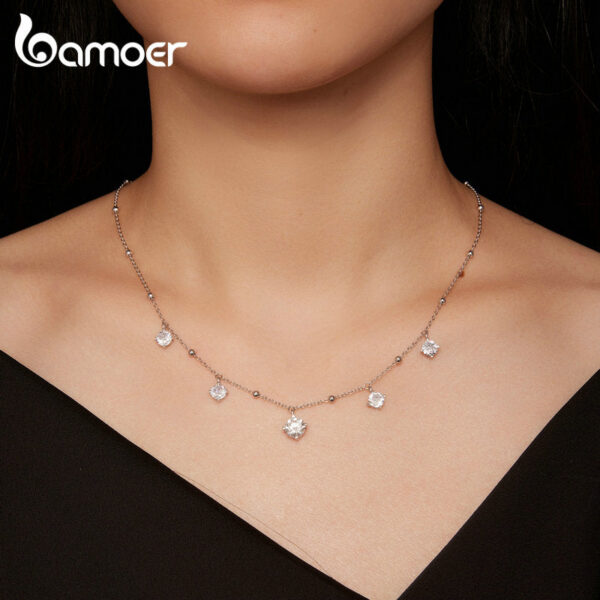 Bamoer Five Princess Waterdrop 3.0 CTTW full Moissanite Necklace Real Sterling Sier D Color Lab Diamond Engagement Jewelry