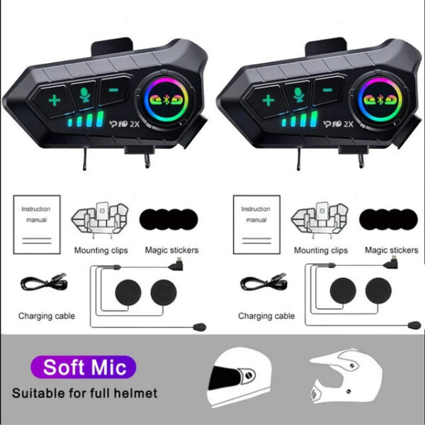 Wireless Bluetooth5.3 Motorcycle Helmet Intercom Headset Waterproof 300 m Intercomunicador Speaker Earphone