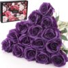 15Pcs Artificial Roses Velet Real Touch Single Stem Fake Roses Silk Realistic Bouquet Flowers Arrangements Home Office Garden Grave Party Wedding Decoration(Light Pink-15p, Blossom Roses)