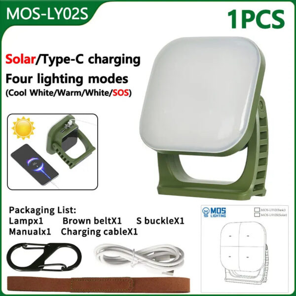 f0f3dfbc7accd52d MOSLIGHTING Solar Chargin Tent Strong Light with Magnet Zoom Portable Torch Camping lantern Work Maintenance Lighting 80W LED