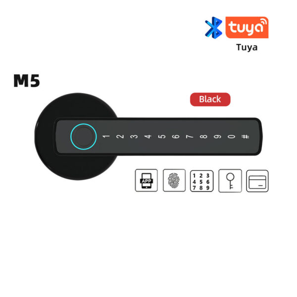 RAYKUBE BLE Fingerprint Door Digital Electronic Lock with Password/Key/IC Card/ Smartlife/ Tuya APP Unlock