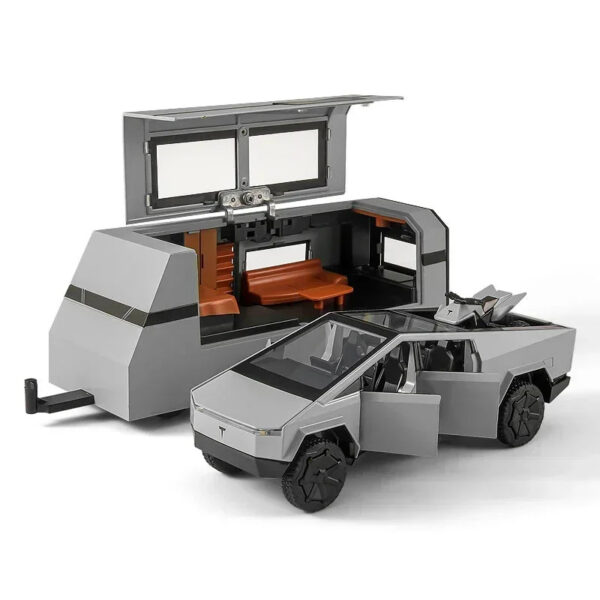 f11c1af6deb2622b 1:32 Tesla Cybertruck Pickup Trailer Alloy Car Model Diecast Metal Toy Off-road Vehicle Truck Model Sound & Light Kids Gifts