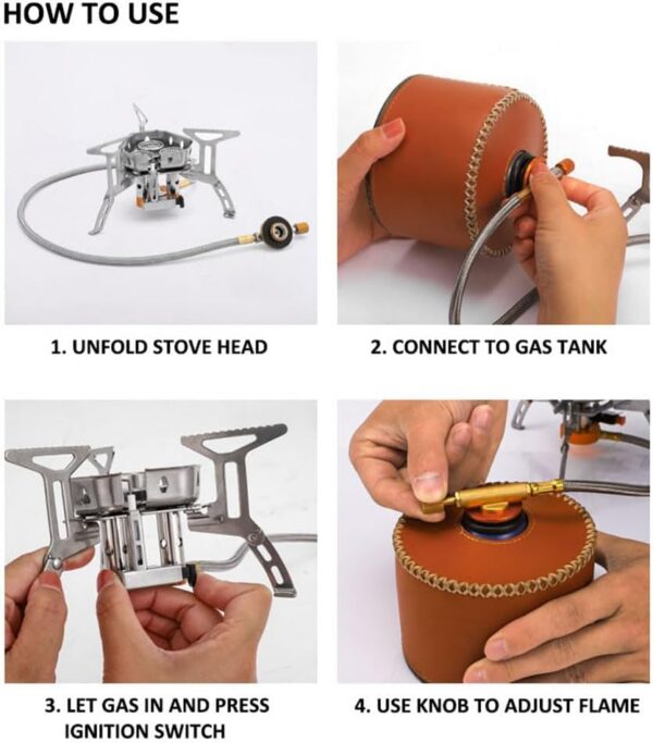 f133c4c39814cdc8 3-Core Burner Camping Stove with Fuel Canister Adapter, Folding Windshield and Storage Case, Portable Collapsible Camp Stove Set for Outdoor Backpacking Hiking Picnic