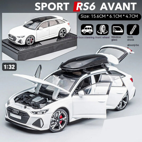 1:32 RS6 Model Car, Black Edition: Customized Kids Realistic Simulation, Diecast Metal, Perfect Gift for Boys