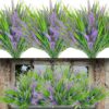 GTIDEA 4pcs Artificial Flowers Flocked Plastic Lavender Bundle Fake Plants Wedding Bridle Bouquet Indoor Outdoor Home Kitchen Office Table Centerpieces Arrangements Christmas Decor