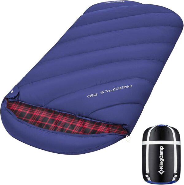 f148a25b464a46d2 KingCamp XXL Sleeping Bag for Adults 3-4 Season Large Wide Flannel Liner Single Warm Waterproof Lightweight for Camping Hiking Backpacking Outdoor with Compression Sack