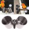 f14aef9941bf0bdc Hypeety Bird Parrot Feeding Double Cups Stainless Steel Food Water Bowls with Clip Bird Seed Feeder Cups Hanging Bowl Cage Stand Accessories