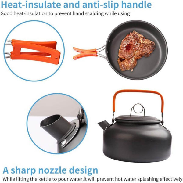 Cooking set Camping Cookware Travel Tableware Outdoor Picnic Set Teapot For 2-3 Peaple Non-stick pots assorted sets
