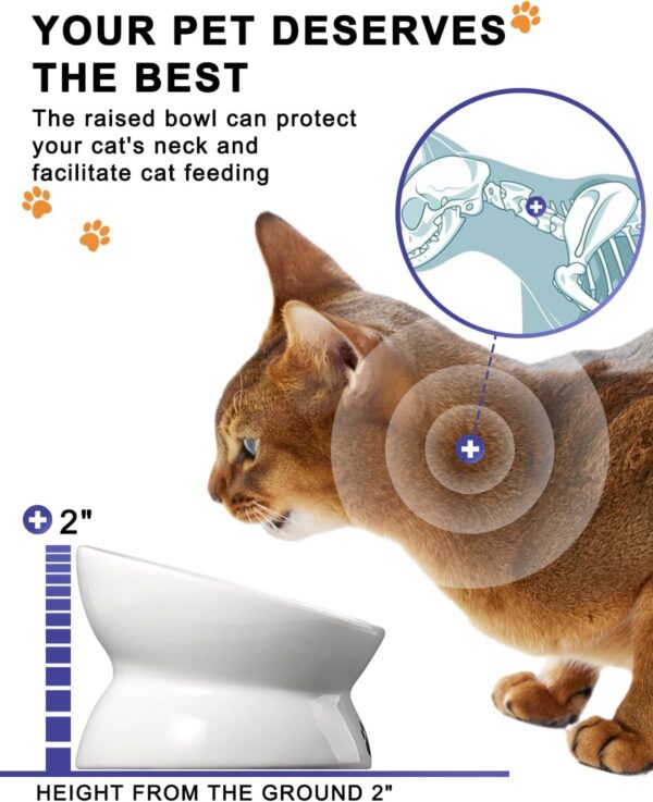 f1604c7497d4d468 Y YHY Cat Bowl Anti Vomiting, Raised Cat Food Bowls, Tilted Elevated Cat Bowl, Ceramic Pet Food Bowl for Flat Faced Cats, Small Dogs, Protect Pet's Spine, Dishwasher Safe