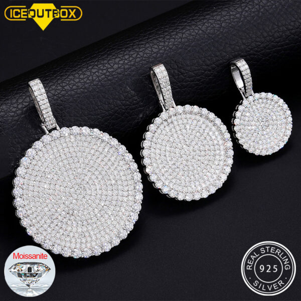 20/30/40mm Round D Color VVS Moissanite Pendant Sterling Sier Necklaces Iced Out Shining Passed Diamond Test Wholesale