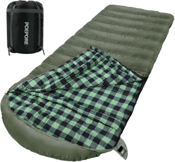 f1698f73c683867d Poepore Schlafsack Outdoor Winter für Erwachsene Extra Breit 3-4 Jahreszeiten XXL Schlafsäcke Warmer Baumwolle Flanell Deckenschlafsack beim Camping Wandern Abenteuern 230 * 100CM