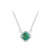 BAMOER Square Green Moissanite Sterling Sier Pendant White Gold Plated VVS1 Lab Diamond Necklace for Women