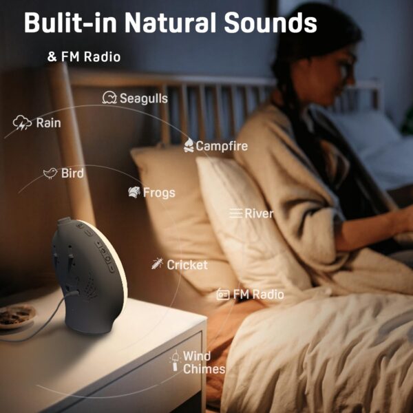 f19d9f46de4d4b40 Wake Up Light Alarm Clock Kids, Heavy Sleepers, Bedroom, with Sunrise Simulation, Sleep Aid, Dual Alarms, FM Radio, Snooze, Nightlight, Daylight, Colors, 7 Natural Sounds, Ideal for Gift