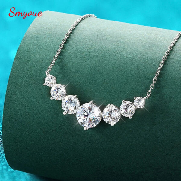 Smyoue 1.7-5CTTW All Moissanite Necklace for Women Smile Princesses Sparkling Diamond Pendant S Sterling Sier Plated PT950