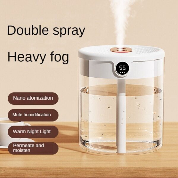 f1b6683f10692b10 New 2L Double Spray Atomizer Usb Large Capacity Home Mute Bedroom Office Night Light Digital Display Humidifier