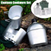 f1b9ccc9e68fb36f 4pcs/set,Military Cookware Set Aluminum Alloy Canteen Multi-Functional Water Bottle with Grab Handled Cup Green Canvas