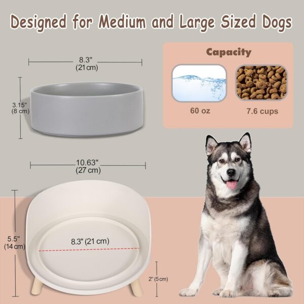 f1bcaf3f7c46cebe Cat Food Water Bowl Set - Raised Cat Bowls with Non Slip Stand - Elevated Puppy Bowls for Small Dogs - Double Ceramic Cat Feeding Bowls with Splash Proof Guard - Tall Cat Dishes - 2 x 480 ML - 16.2 OZ
