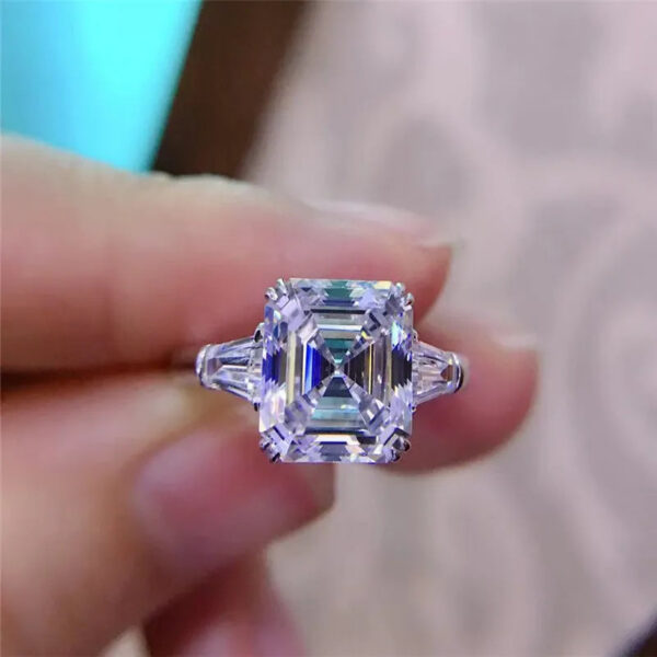 f1bd2e53665a52f3 Original Sier Square ring Asscher Cut Simulated Diamond Wedding Engagement tail Women topaz Rings finger Fine Jewelry