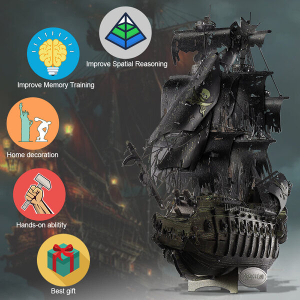 f1ca2c13d45ab0d9 Piececool 3D Metal Puzzle The Flying Dutchman Model Building Blocks Pirate Ship Jigsaw for Teens Brain Teaser DIY Toys
