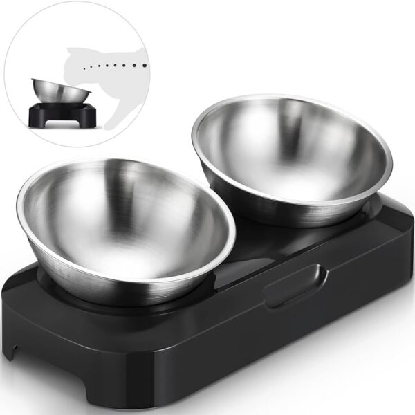 f1e0c23083b11160 Cat Bowls - Elevated Cat Food Bowls, Anti Vomiting Cat Bowl Set, Stainless Steel Cat Bowls,Cat Bowls for Food and Water, Raised Cat Bowls for Indoor Cats, Orthopedic Cat Bowl