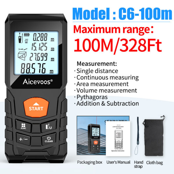 Aicevoos Digital Rangefinder 50M 70M 100M 120M Distance Meter Trena Laser Tape Measure Roulette Range Finder
