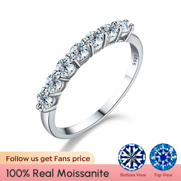 GRA Real Moissanite Ring Sterling Sier Diamond Eternity Band Engagement Wedding Rings for Women Quality Jewelry