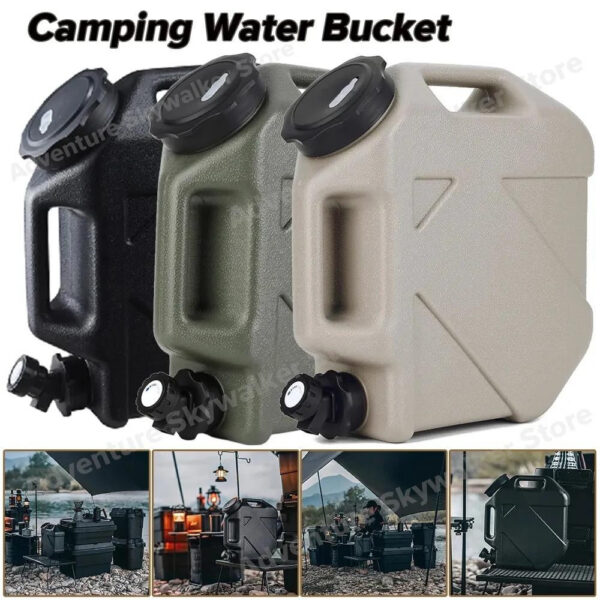 3-12L Bucket Large Capacity Portable Camp Water Bag with Detachable Faucet No Leakage for Camping Fishing Picnic Hiking
