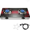 f1fb1f1f89812821 Propane Stove 2 Burner Gas Stove, 28800 BTU High-Efficiency Auto Ignition Tempered Glass LPG Cooktop with CSA Regulator and Hose – for Outdoor Camping, RV, and Emergency Cooking
