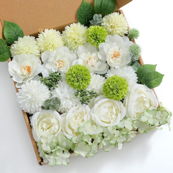 Serra Flora Artificial Christmas Flowers Greenery Combo Box Set Faux Flowers Bulk Flower Leaf with Stems for DIY Tree Ornaments Xmas Wreath Floral Arrangements Centerpieces