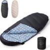 BISINNA XL Wide Sleeping Bag for Adults 3-4 Season Large Flannel Liner Single Warm Comfortable Lightweight for Camping Hiking Backpacking Outdoor with Compression Sack