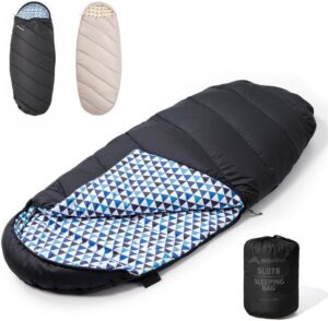 BISINNA XL Wide Sleeping Bag for Adults 3-4 Season Large Flannel Liner Single Warm Comfortable Lightweight for Camping Hiking Backpacking Outdoor with Compression Sack