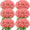 f21443f8fee7df45 50 Pcs Artificial Rose Flower Realistic Silk Roses with Stem Bouquet of Flowers Plastic Flowers Real Looking Fake Roses for Home Wedding Centerpieces Party Decorations (Black)