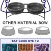 Y YHY Ceramic Raised Pet Bowls 12 oz Capacity 2.75” Height Sturdy Metal Stand, Grey