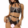 f240d496f2e43e20 Sexy Binding Belted with A Belt Strap Punk Style Multi-layer Chain Sexy Tassel Waistband Belt Adult Couple BDSM Lower Body Set