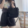 Mini Canvas Satchel Bag With Top Handle, Multi Pockets Shoulder Bag, Portable Lunch Box Storage Bag