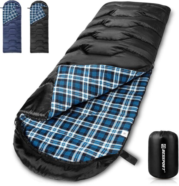f2443d0f88080f86 Bessport Schlafsack Flannel für Camping 3-4 Jahreszeiten - 10 °C-20°C | Winter Schlafsack Leichtgewichtig, Wasserdicht und Warm für Erwachsene und Kinder,Rucksackreisen,Camping, Wandern und Reisen