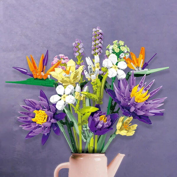 891PCS Romantic Flower Bouquet Building Blocks Eternal Flower Plant Assemble Bricks Creative Desktop Decoration Girls Gifts Toys