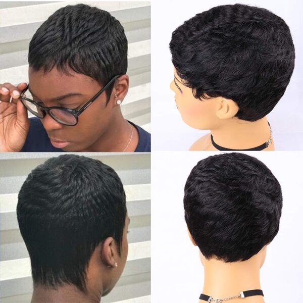 Short Straight Wigs Natural Color Brazilian Remy Pixie Cut Cheap Human Hair Wig For Black Women MYLOCKME