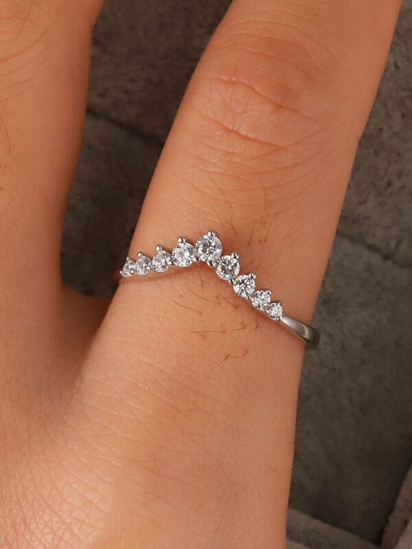 S Sterling Sier Princess Crown Diamond Ring Simple Sen Series Little Fresh Fine Wedding Engagement Birthday Gift