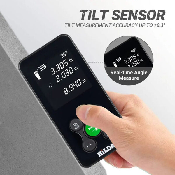 f2817352a54f5c8d HILDA 50M/100M Rangefinder Red/Green Light Distance Digital Tape Rechargeable and Measurable Angle Laser Measure