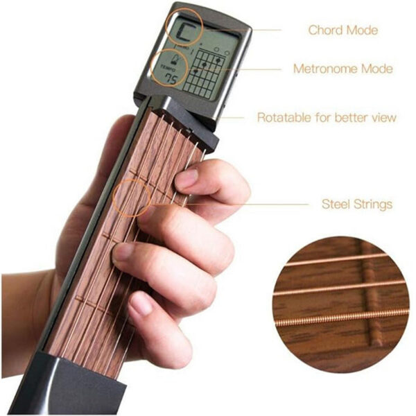 f284ed74be582ba5 Pocket Chord Practice Tool, Portable Guitar Neck for Trainer Beginner w/a Rotatable Chords Chart Screen