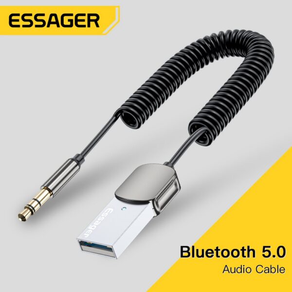 f2a1e6f1d830620e Essager Dongle USB To 3.5mm Jack Audio Aux Bluetooth 5.0 Handsfree Kit For Car Receiver BT Transmit