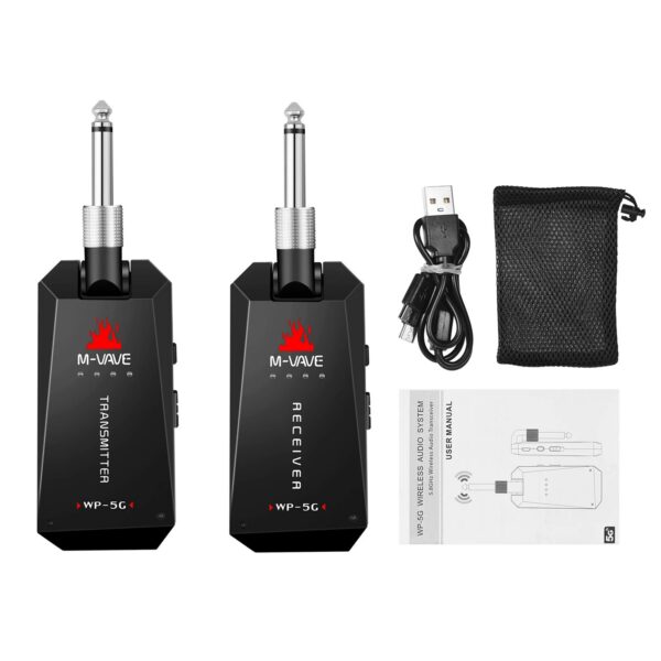 M-VAVE WP-5G 5.8G Wireless Guitar System Rechargeable Audio Transmitter Receiver Guitar Amplifier Guitar Accessory Type-C Cable